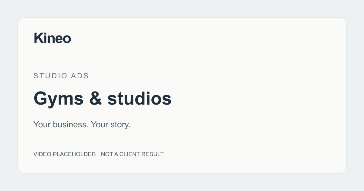 Studio Ads for gyms and studios. Placeholder graphic, not a finished ad.