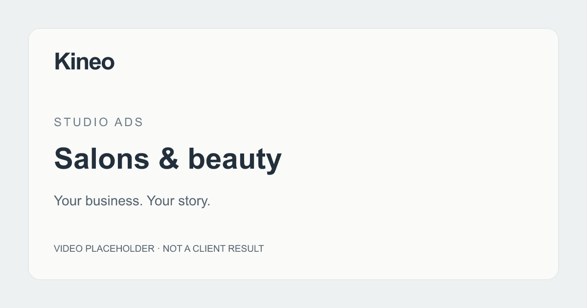 Studio Ads for salons and beauty businesses. Placeholder graphic, not a finished ad.